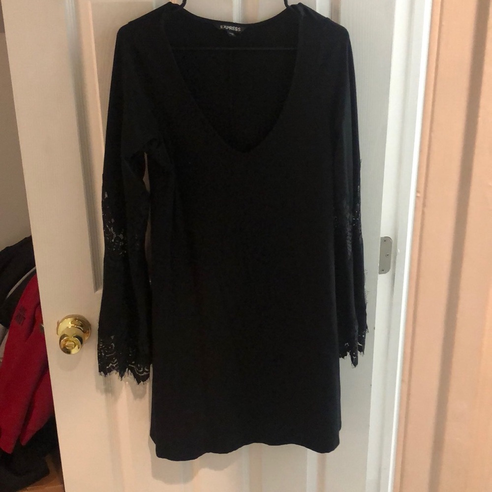 Express flared lace sleeve dress